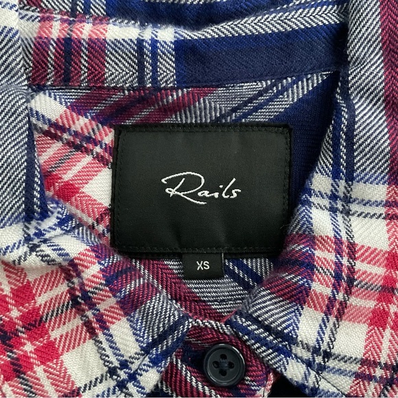 Rails Hunter Button Up Shirt XS Navy Rouge Cobalt  Plaid Western Cowgirl Boho - Picture 3 of 12
